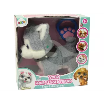 LEAN TOYS Pliušinis šuo Interaktyvus Edukacinis Pavadėlis Dainos Pasivaikščiojimai