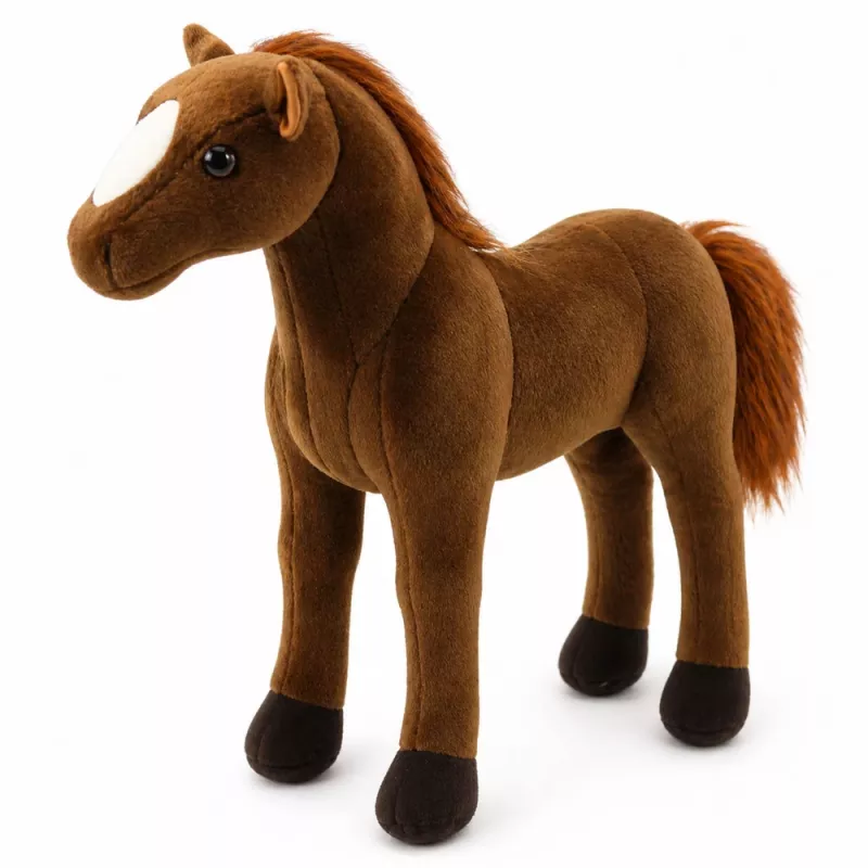 LEAN TOYS Pliušinis arkliukas Minkštas žaislas Tamsiai rudas 40cm x 37cm