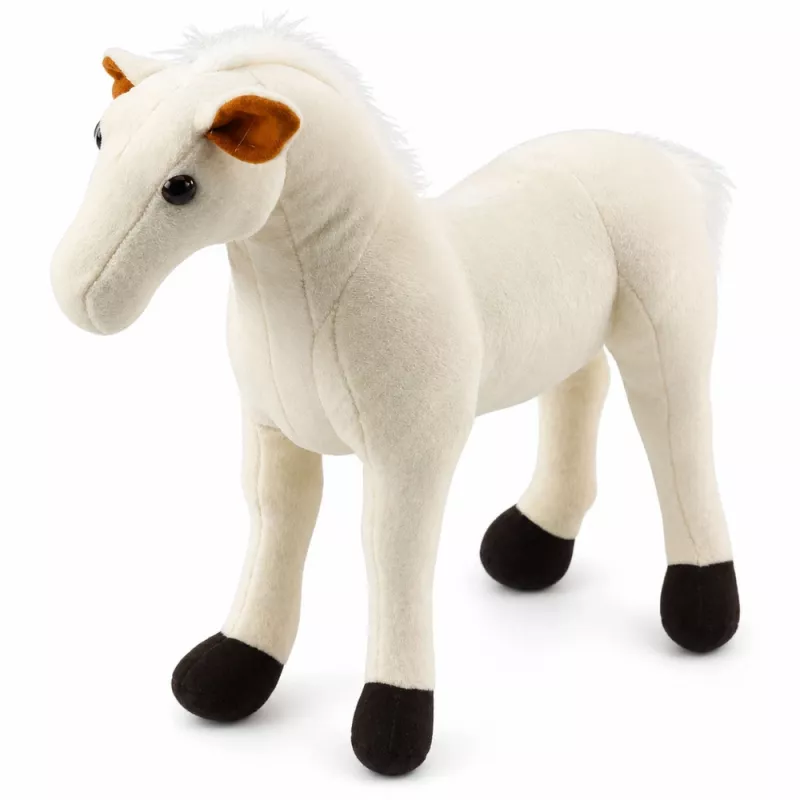 LEAN TOYS pliušinis arkliukas, talismanas, minkštas žaislas, baltas 40cm x 37cm