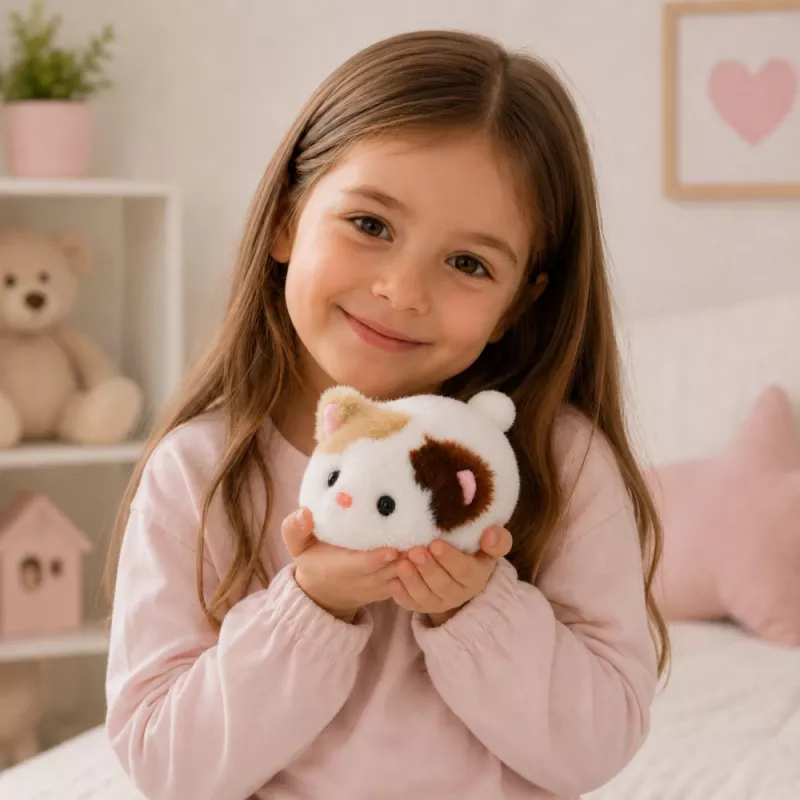 LEAN TOYS pliušinis kačiukas talismanas minkštas žaislas minkštas mažas baltas 16 cm