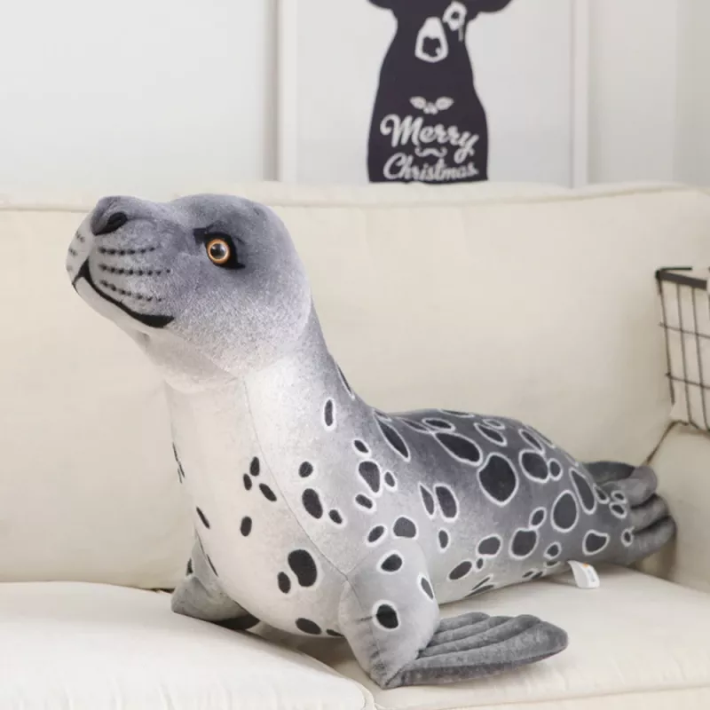 LEAN TOYS Pliušinis talismanas Minkštas žaislas Ruonis Pilkas 37cm
