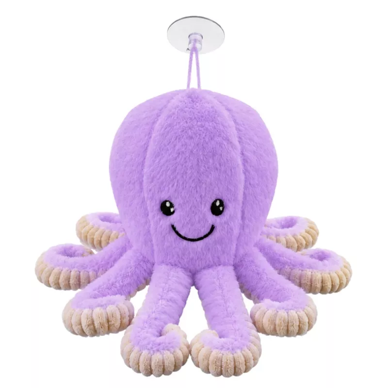 LEAN TOYS Pliušinis aštuonkojis su siurbtuku, violetinis, 16 cm