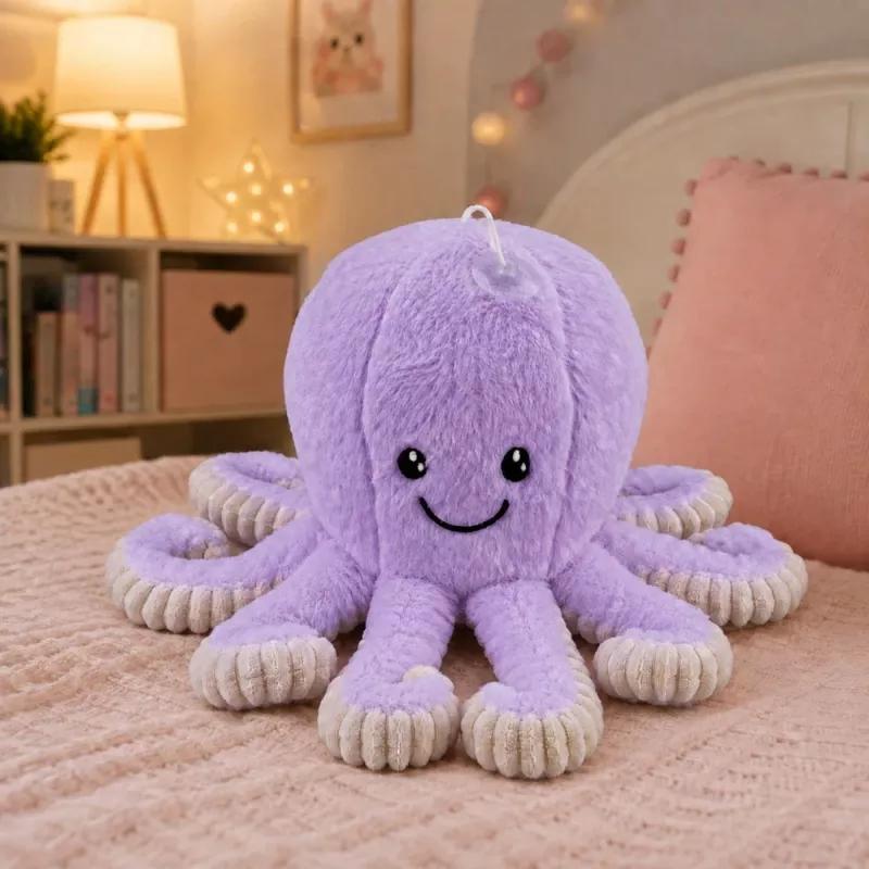 LEAN TOYS Pliušinis aštuonkojis su siurbtuku, violetinis, 16 cm