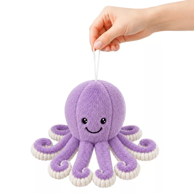 LEAN TOYS Pliušinis aštuonkojis su siurbtuku, violetinis, 16 cm