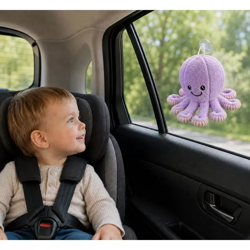 LEAN TOYS Pliušinis aštuonkojis su siurbtuku, violetinis, 16 cm