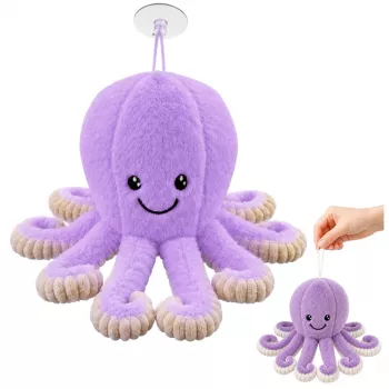 LEAN TOYS Pliušinis aštuonkojis su siurbtuku, violetinis, 16 cm