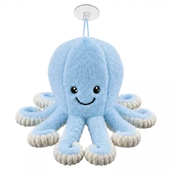 LEAN TOYS Pliušinis aštuonkojis su pritvirtinimo siurbtuku, mėlynas, 16 cm