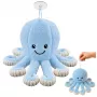 LEAN TOYS Pliušinis aštuonkojis su pritvirtinimo siurbtuku, mėlynas, 16 cm