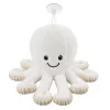LEAN TOYS Pliušinis aštuonkojis su pritvirtinimo siurbtuku, baltas, 16 cm – minkštas jūrų gyvūnijos kompanionas