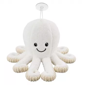 LEAN TOYS Pliušinis aštuonkojis su pritvirtinimo siurbtuku, baltas, 16 cm – minkštas jūrų gyvūnijos kompanionas