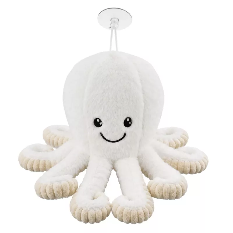 LEAN TOYS Pliušinis aštuonkojis su pritvirtinimo siurbtuku, baltas, 16 cm – minkštas jūrų gyvūnijos kompanionas
