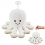 LEAN TOYS Pliušinis aštuonkojis su pritvirtinimo siurbtuku, baltas, 16 cm – minkštas jūrų gyvūnijos kompanionas