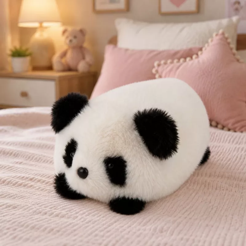 LEAN TOYS pliušinė panda gyvūno talismanas minkštas žaislas juodai baltas 16 cm