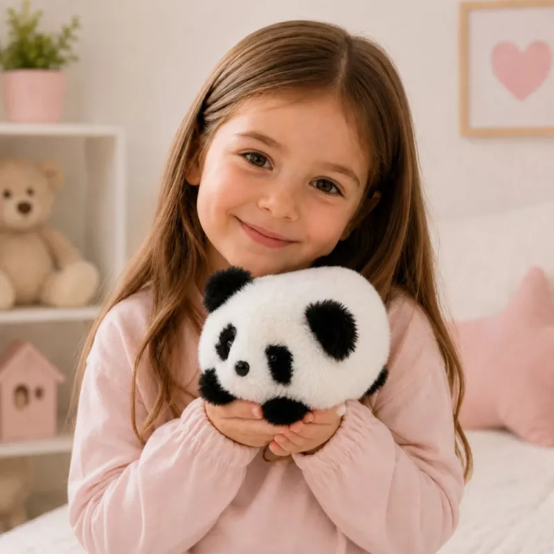 LEAN TOYS pliušinė panda gyvūno talismanas minkštas žaislas juodai baltas 16 cm