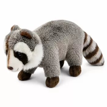 LEAN TOYS pliušinis meškėnas talismanas – realistiškas minkštas žaislas, pilkas 45 cm