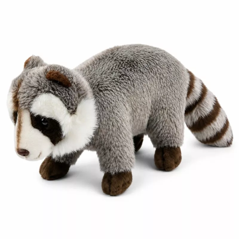 LEAN TOYS pliušinis meškėnas talismanas – realistiškas minkštas žaislas, pilkas 45 cm