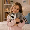 LEAN TOYS pliušinis meškėnas talismanas – realistiškas minkštas žaislas, pilkas 45 cm
