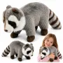 LEAN TOYS pliušinis meškėnas talismanas – realistiškas minkštas žaislas, pilkas 45 cm