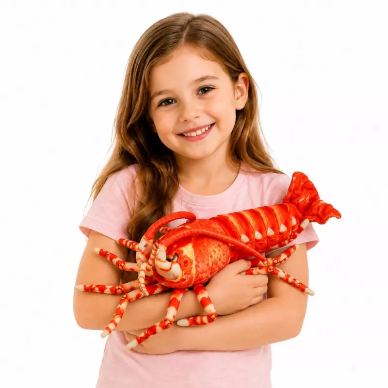 LEAN TOYS Minkštas žaislas Apkabinamas žaislas Didelė krevetė Jūros gyvūnas 55 cm