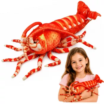 LEAN TOYS Minkštas žaislas Apkabinamas žaislas Didelė krevetė Jūros gyvūnas 55 cm