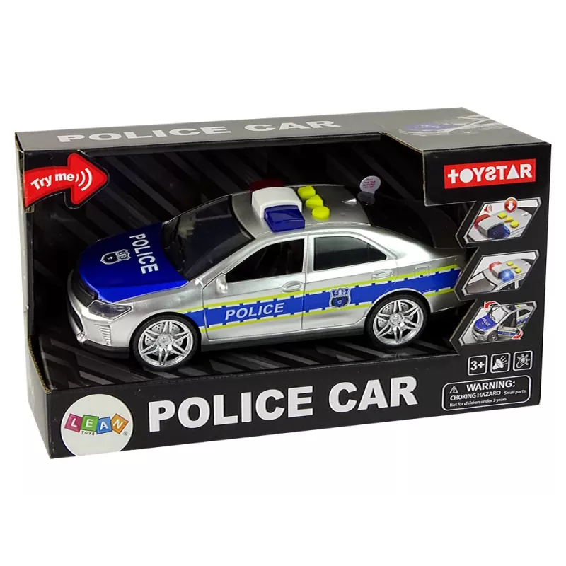 LEAN TOYS Policijos automobilis 1:14 Friction Drive Garsai Šviesa Sidabrinis