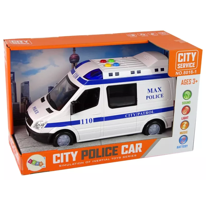 LEAN TOYS Policijos automobilis su trinties varikliu, garsu ir šviesomis