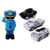 LEAN TOYS Policijos automobilio saugojimo garažas 2in1 su policininku, mažais automobiliais, garsu ir šviesa