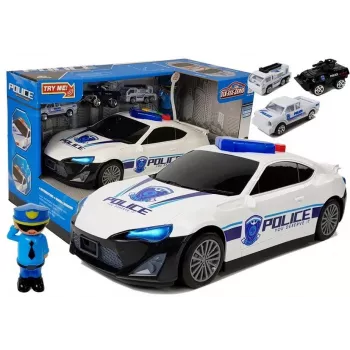 LEAN TOYS Policijos automobilio saugojimo garažas 2in1 su policininku, mažais automobiliais, garsu ir šviesa