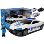 LEAN TOYS Policijos automobilio saugojimo garažas 2in1 su policininku, mažais automobiliais, garsu ir šviesa