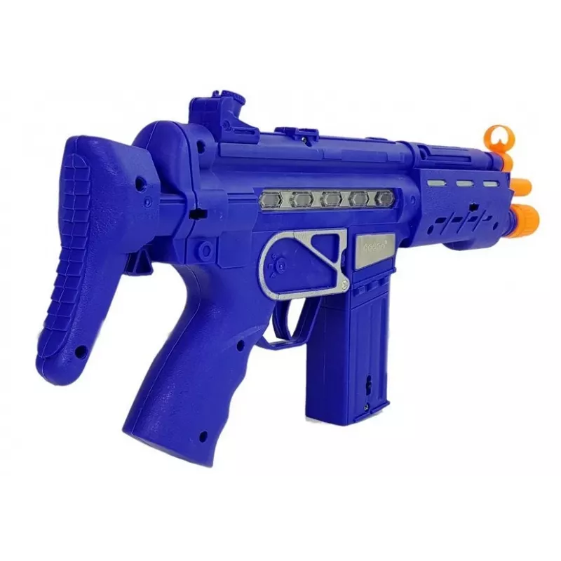 LEAN TOYS Policijos ginklo rinkinys su ženkleliu, tamsiai mėlynas, garso ir šviesos efektai, 37 cm