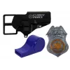 LEAN TOYS Policijos rinkinys Revolveris 20cm Ženkliukas Dėklas Švilpukas Garsas Šviesos efektai