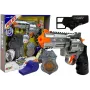 LEAN TOYS Policijos rinkinys Revolveris 20cm Ženkliukas Dėklas Švilpukas Garsas Šviesos efektai
