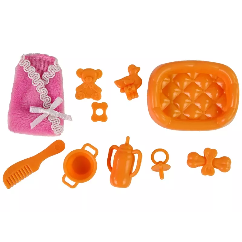 LEAN TOYS Nėščia kūdikio lėlė su ilgais plaukais ir aksesuarais