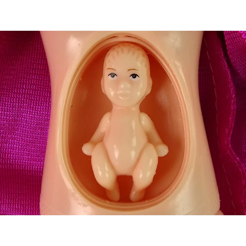 LEAN TOYS Nėščia kūdikio lėlė su ilgais plaukais ir aksesuarais