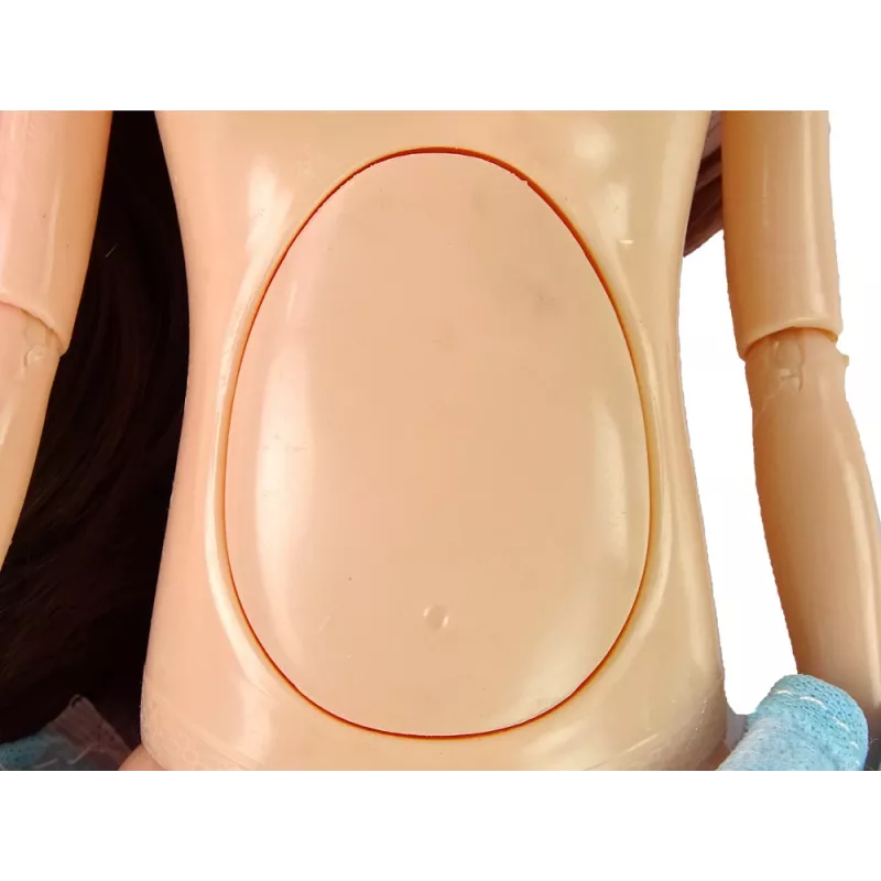 LEAN TOYS Pregnant Mom Baby Doll su atidaromu pilvuku ir mėlyna suknele 30 cm