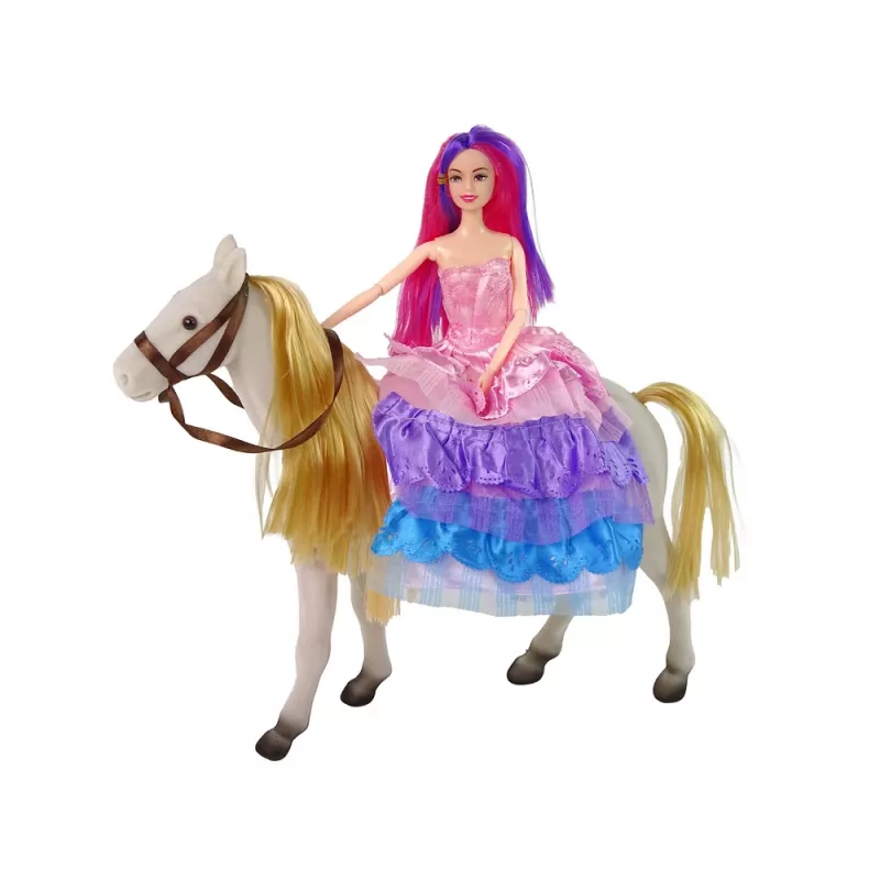 LEAN TOYS Princess Doll with White Pony Figures Accessories