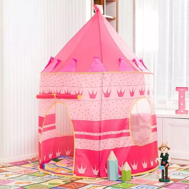 LEAN TOYS Princess Palace palapinė-namelis mažajai princesei, rožinė, 135 x 105 cm