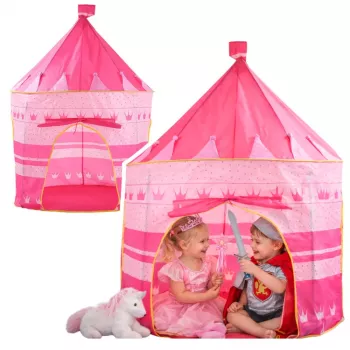 LEAN TOYS Princess Palace palapinė-namelis mažajai princesei, rožinė, 135 x 105 cm