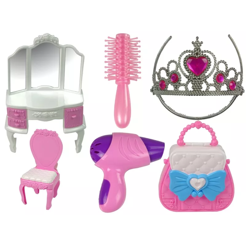 LEAN TOYS Princess Tent for Kids Beauty Salon Pink Accessories Crown