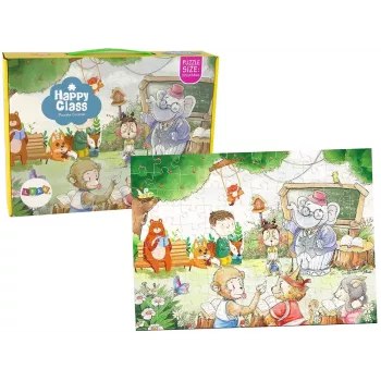 LEAN TOYS Dėlionė Gyvūnų mokykla 100 dalių