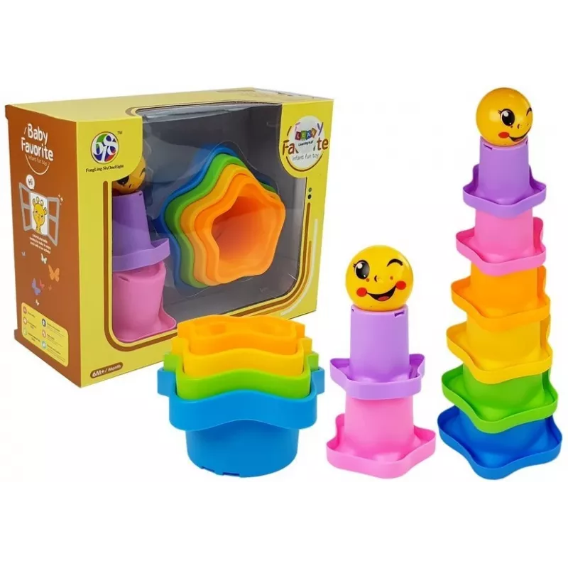 LEAN TOYS Piramidiniai puodeliai kūdikiams Asterisks