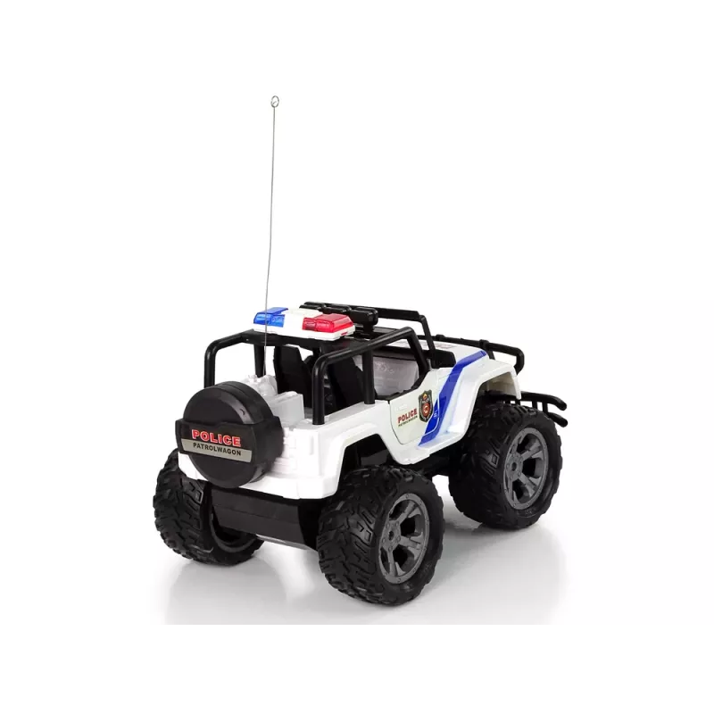 LEAN TOYS R/C nuotoliniu valdymu automobilis JEEP policijos patrulis su atidaromomis durelėmis