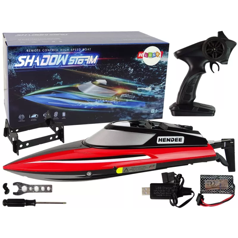LEAN TOYS R/C Remote Controlled Motorboat 2.4G Red 20-25 KM/H