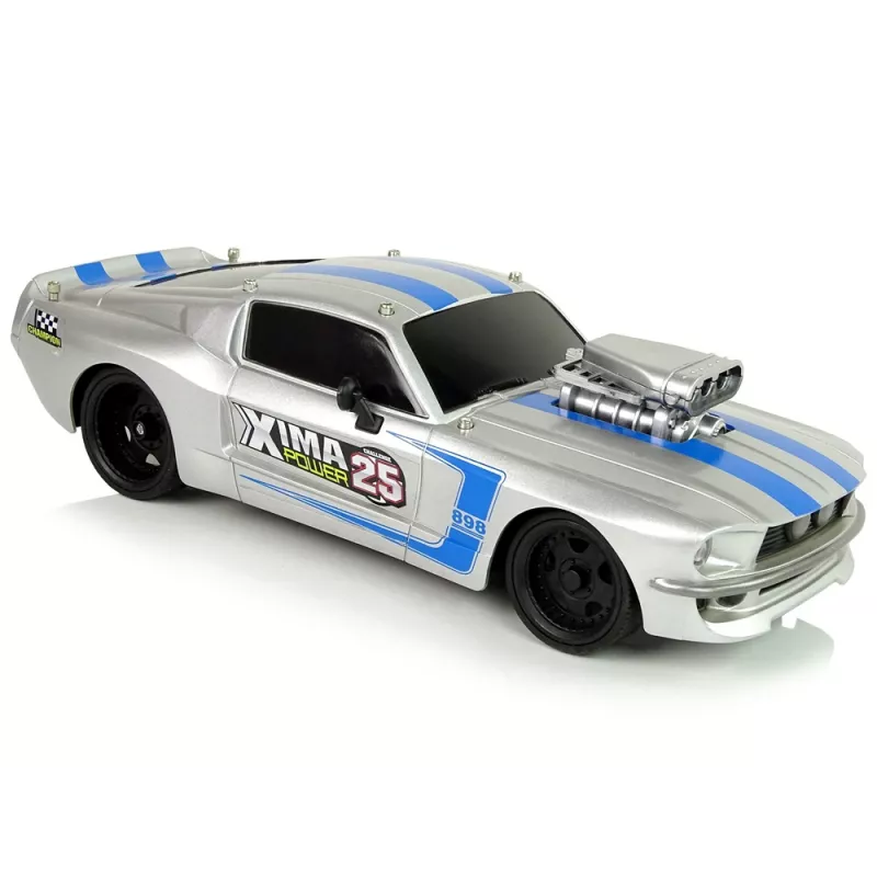 LEAN TOYS R/C Sports Car 1:16 Silver Blue Stripes Pilot