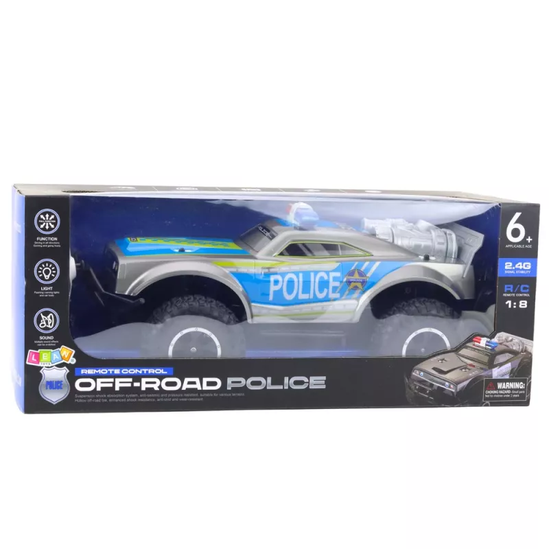 LEAN TOYS RC visureigis policijos automobilis 1:8 sidabrinis