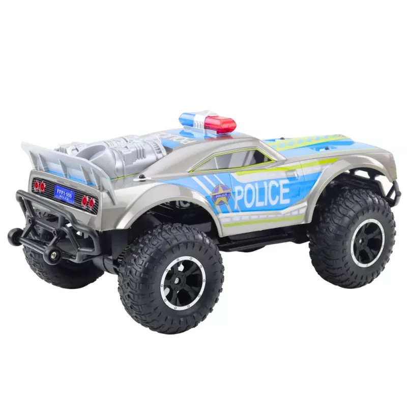 LEAN TOYS RC visureigis policijos automobilis 1:8 sidabrinis