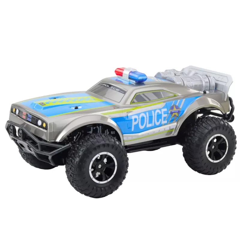 LEAN TOYS RC visureigis policijos automobilis 1:8 sidabrinis