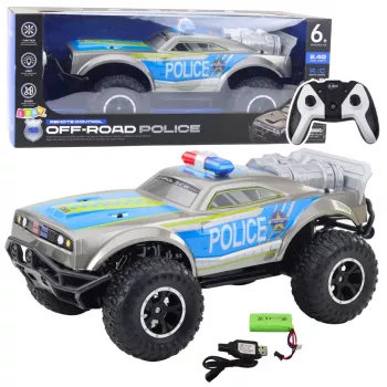 LEAN TOYS RC visureigis policijos automobilis 1:8 sidabrinis