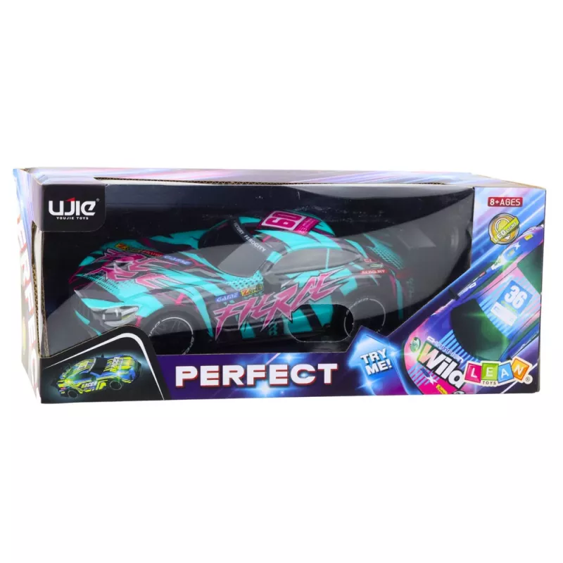 LEAN TOYS RC lenktyninis automobilis su apšviestu turkio kėbulu, mastelis 1:16, 2.4 GHz nuotolinio valdymo pultas