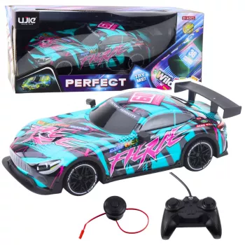 LEAN TOYS RC lenktyninis automobilis su apšviestu turkio kėbulu, mastelis 1:16, 2.4 GHz nuotolinio valdymo pultas